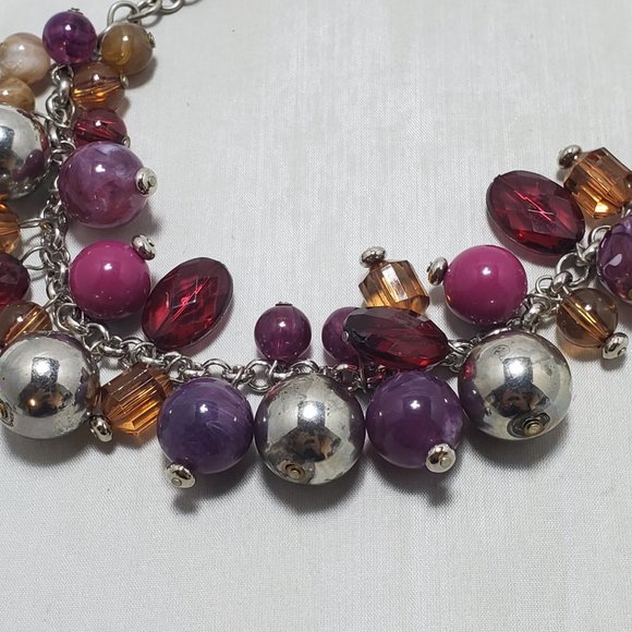 Bijou multi color beads with silver chain necklace - Picture 4 of 4